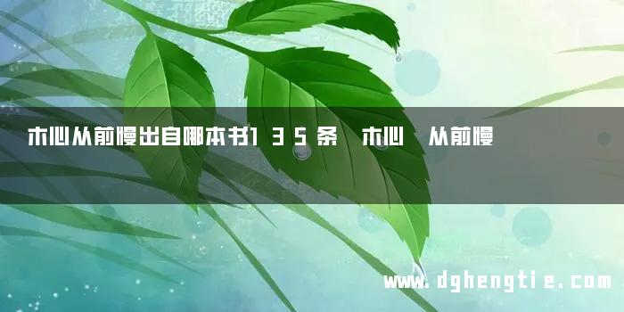 木心从前慢出自哪本书135条 木心 从前慢